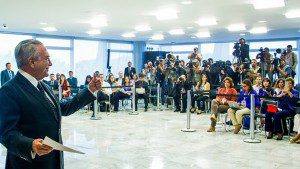 Brasília - DF, 06/06/2016. Presidente Interino Michel Temer durante coletiva de imprensa e fala a respeito da governança nos Fundos de Pensão. Foto: Marcos Corrêa/PR