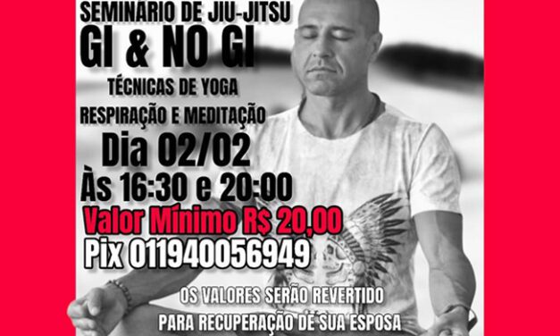 Seminário BJJ e Yoga com o mestre Cadete em prol da Solidariedade acontece amanhã no Tatuapé