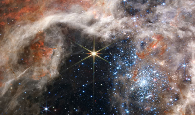 Uma tarântula cósmica, capturada pelo telescópio James Webb da NASA
