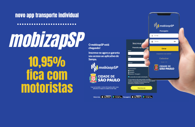 Prefeitura de SP lança o mobizapSP, novo APP para transporte de passageiros individuais