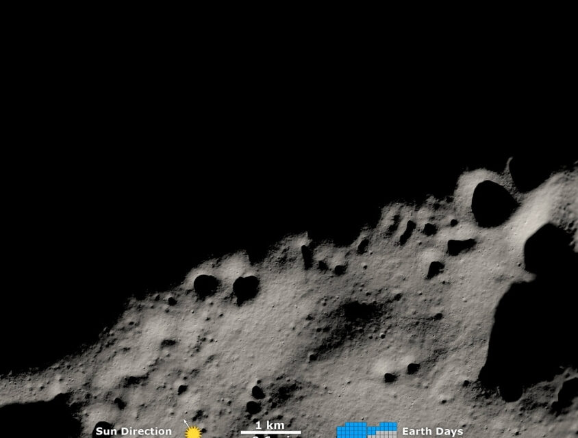 Sombras perto do Polo Sul da Lua