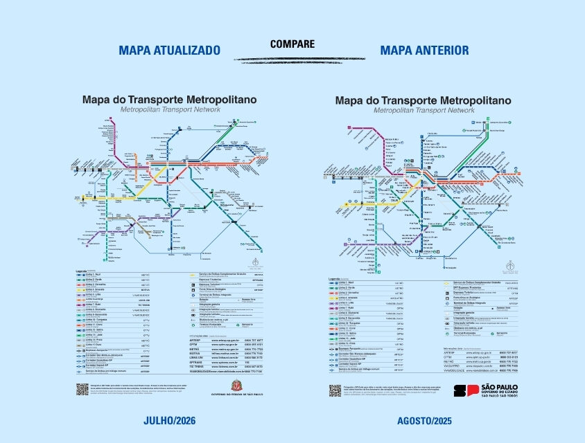Mapa do Transporte Metropolitano de SP é atualizado com novas linhas e 188 estações