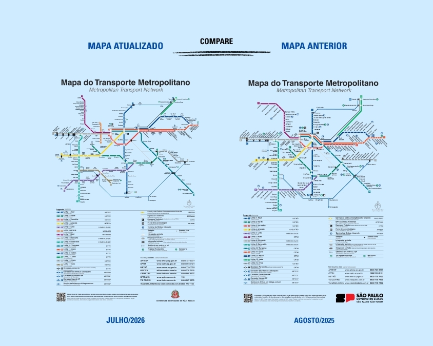 Mapa do Transporte Metropolitano de SP é atualizado com novas linhas e 188 estações