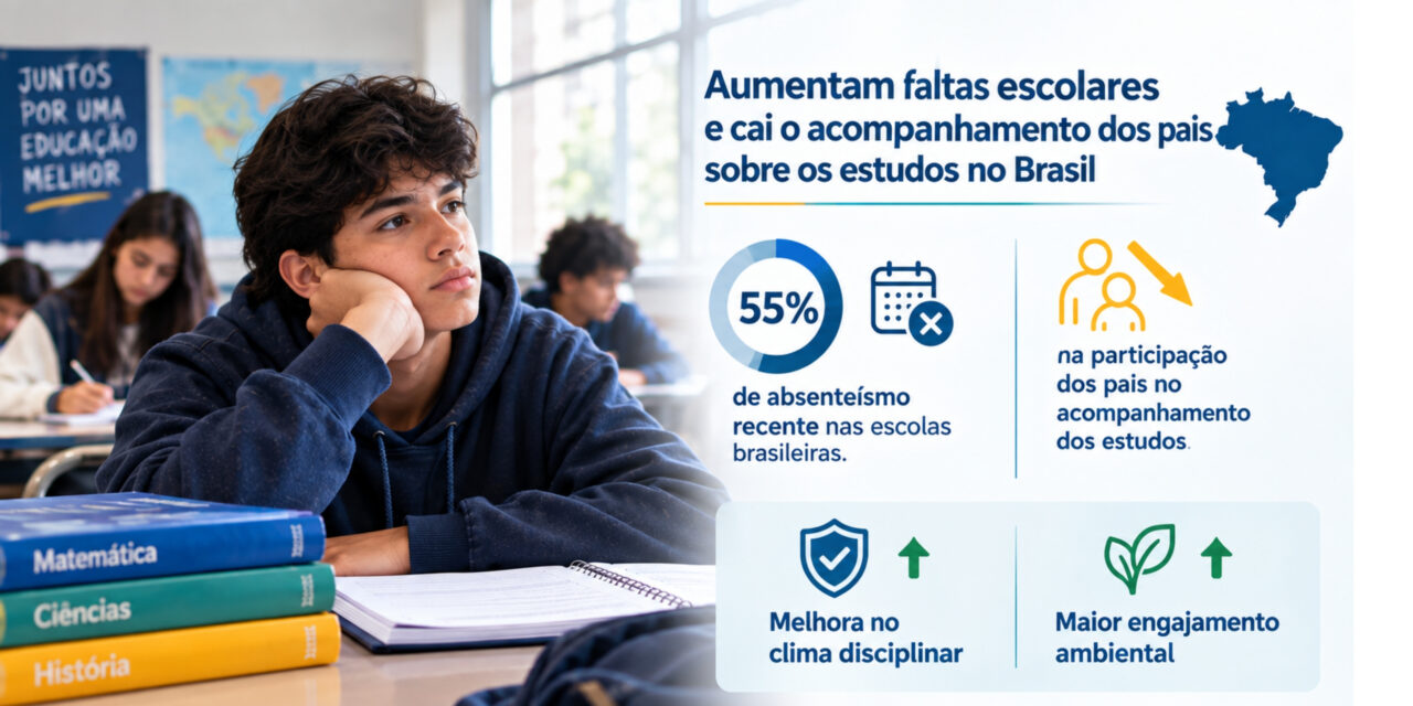 Aumentam faltas escolares e cai o acompanhamento dos pais sobre os estudos no Brasil
